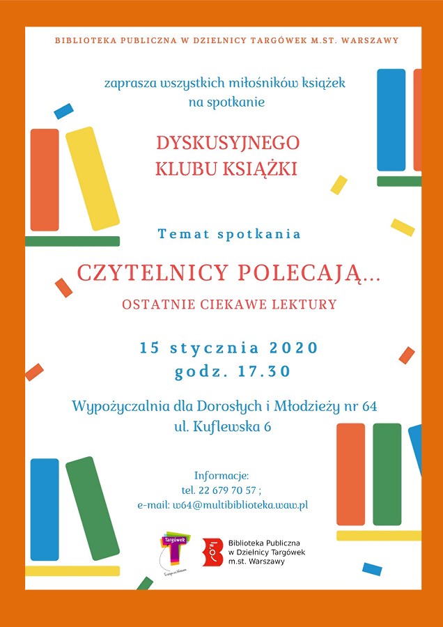 Plakat z zaproszeniem na Dyskusyjny Klub Książki