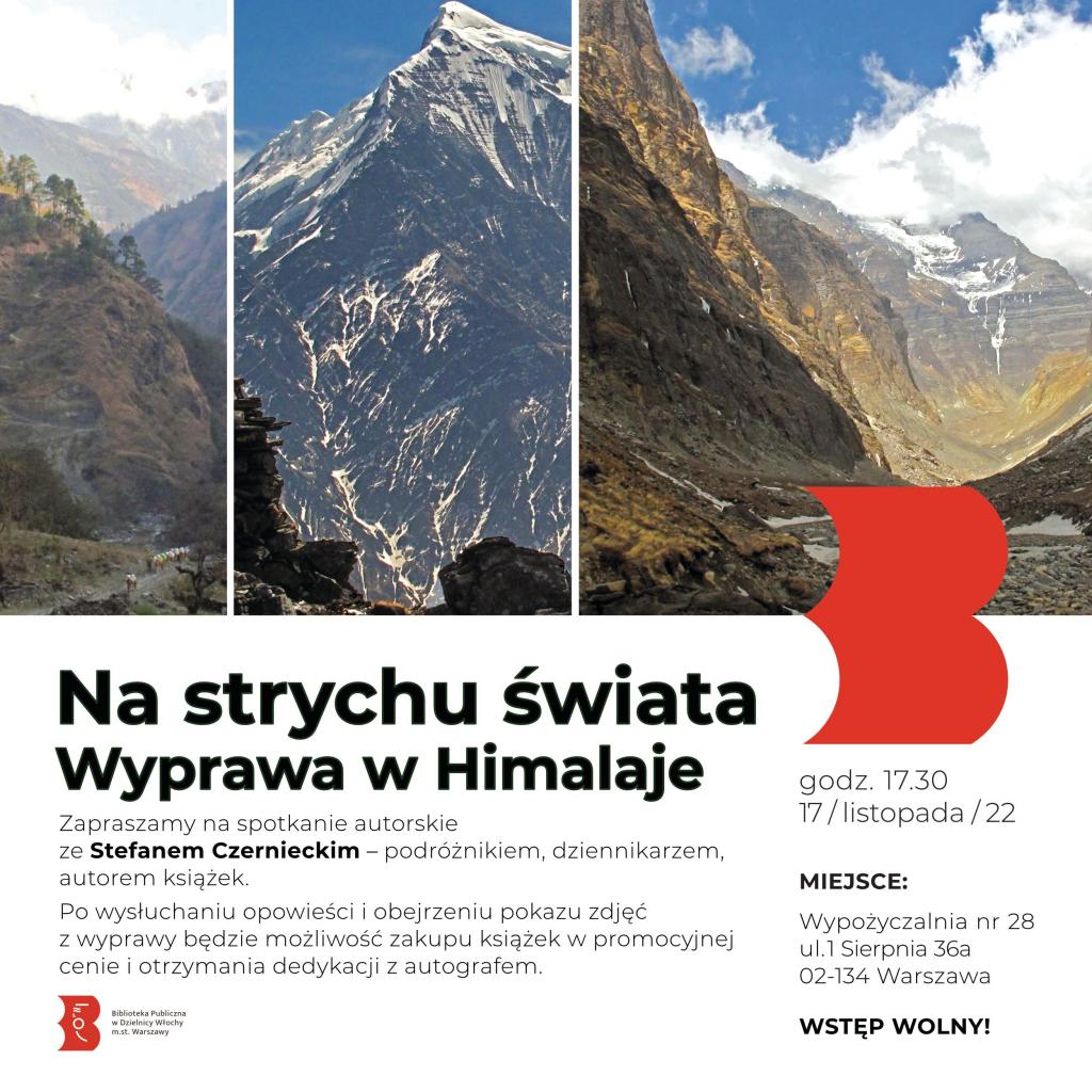Plakat do spotkania Na strychu świata. Wyprawa w Himalaje
