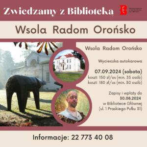 Plakat promujący wycieczkę: Wsola, Radom, Orońsko