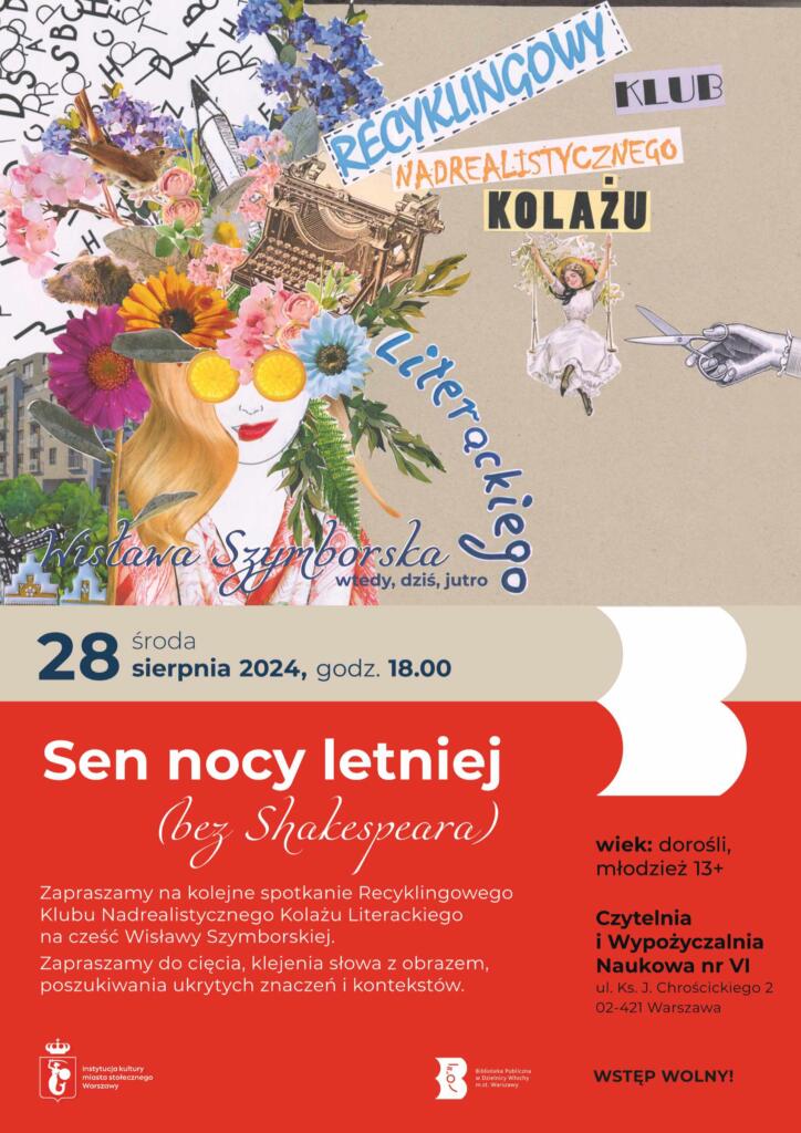 Czerwono-beżowy plakat z kolażem