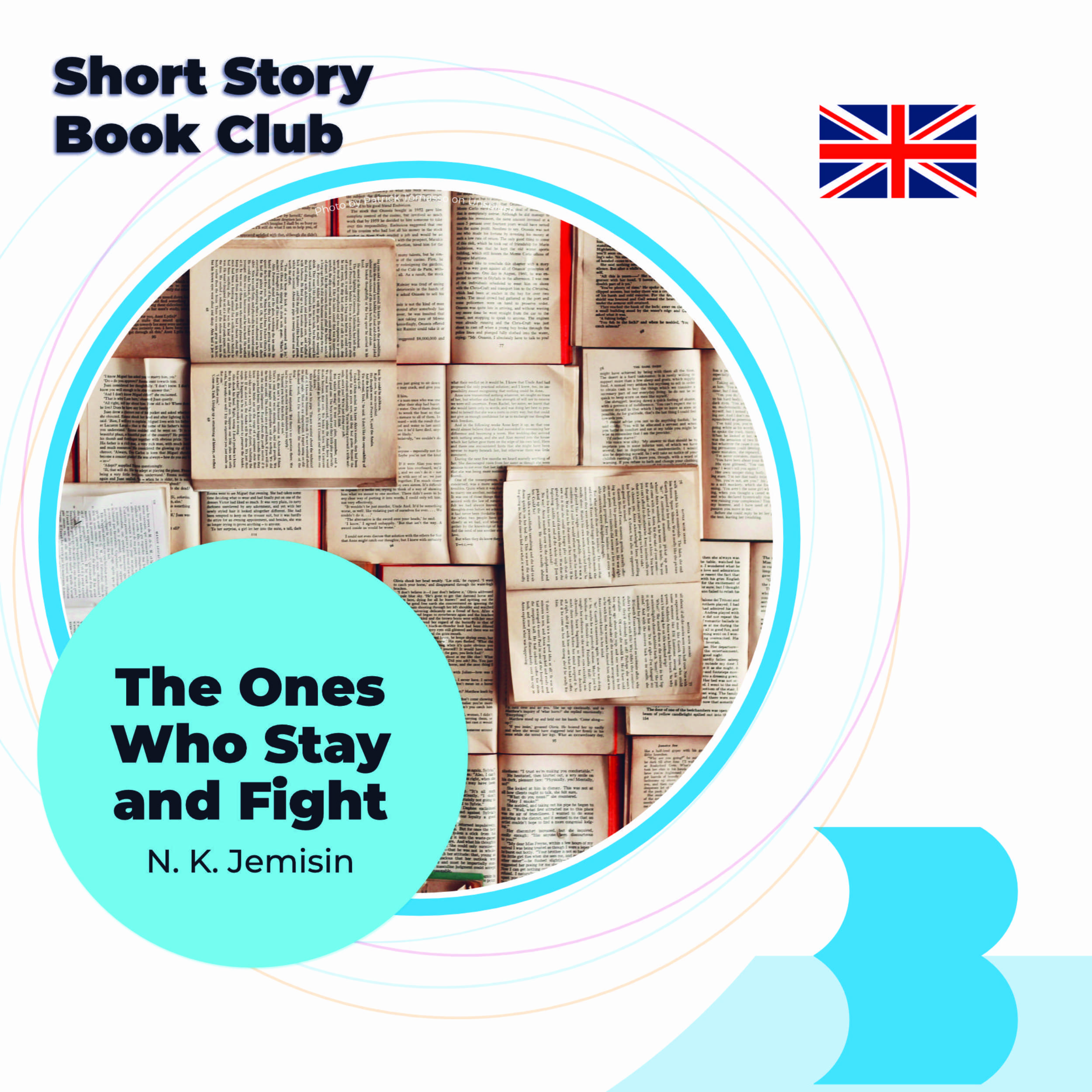 Fragment plakatu ze zdjęciem książek (Photo by Patrick Tomasso on Unsplash)