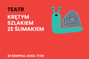 Narysowany uśmiechnięty zielony ślimak z szarą skorupą.