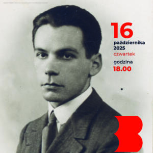 Fragment plakatu ze zdjęciem Władysława Sebyły ze zb. Muzeum Literatury im. Adama Mickiewicza w Warszawie