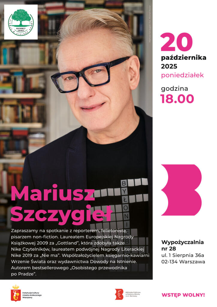 Plakat ze zdjęciem Mariusza Szczygła. Fot. Michał Mutor