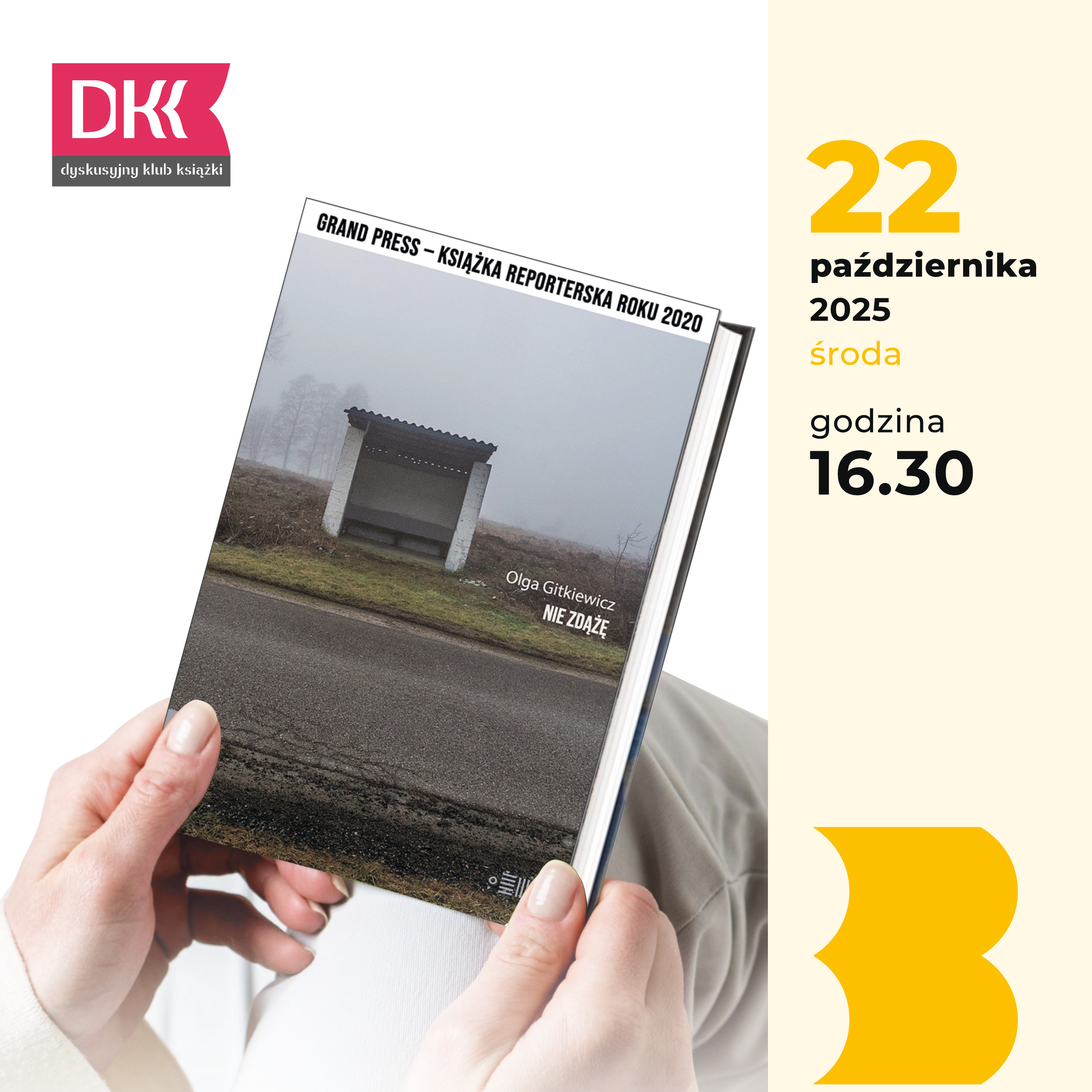 Fragment plakatu z okładką książki „Nie zdążę” Olgi Gitkiewicz