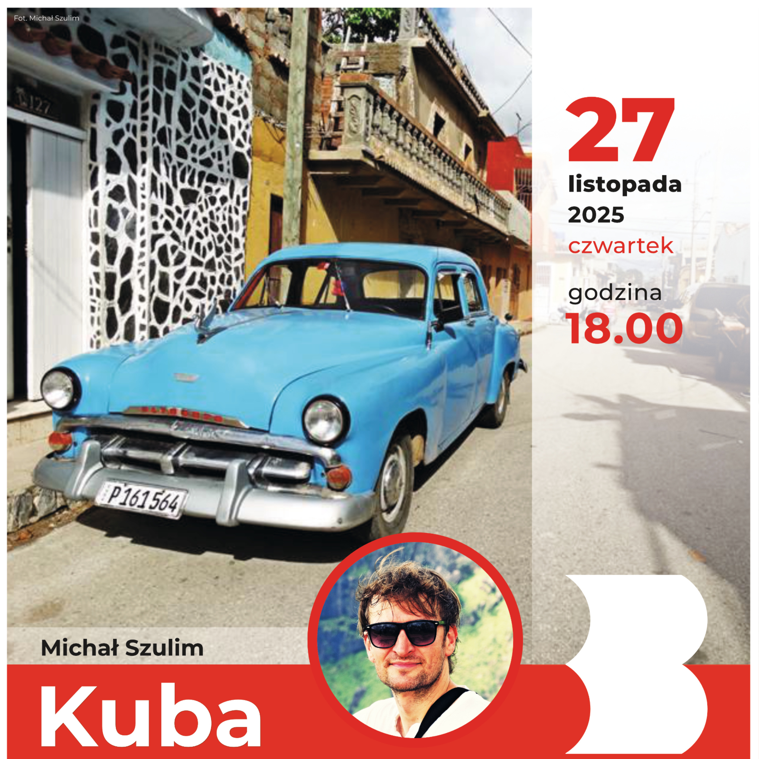 Fragment plakatu ze zdjęciem Michała Szulima